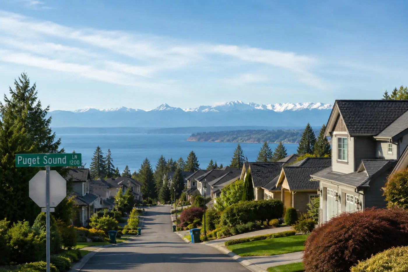A daylit Puget Sound neighbourhood street